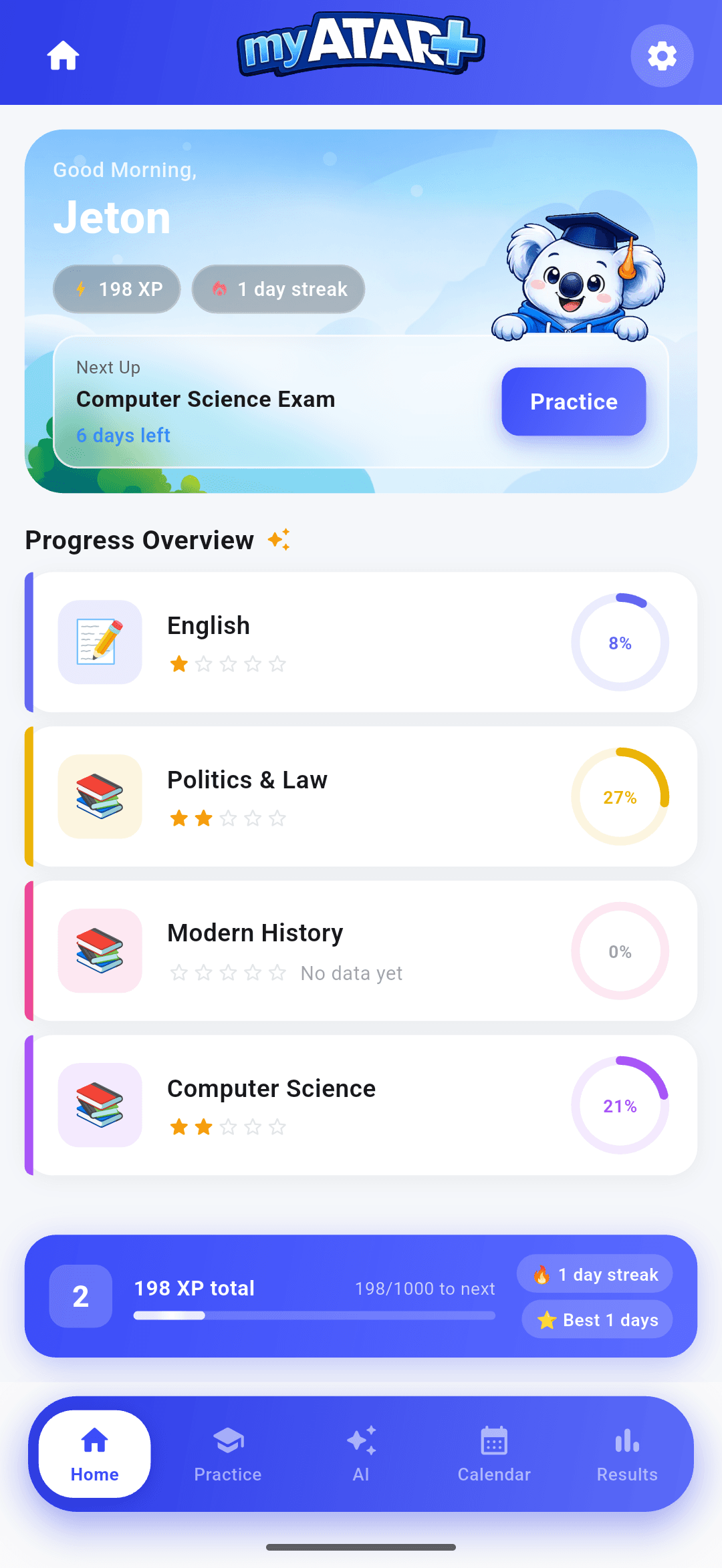 MyATAR+ app dashboard